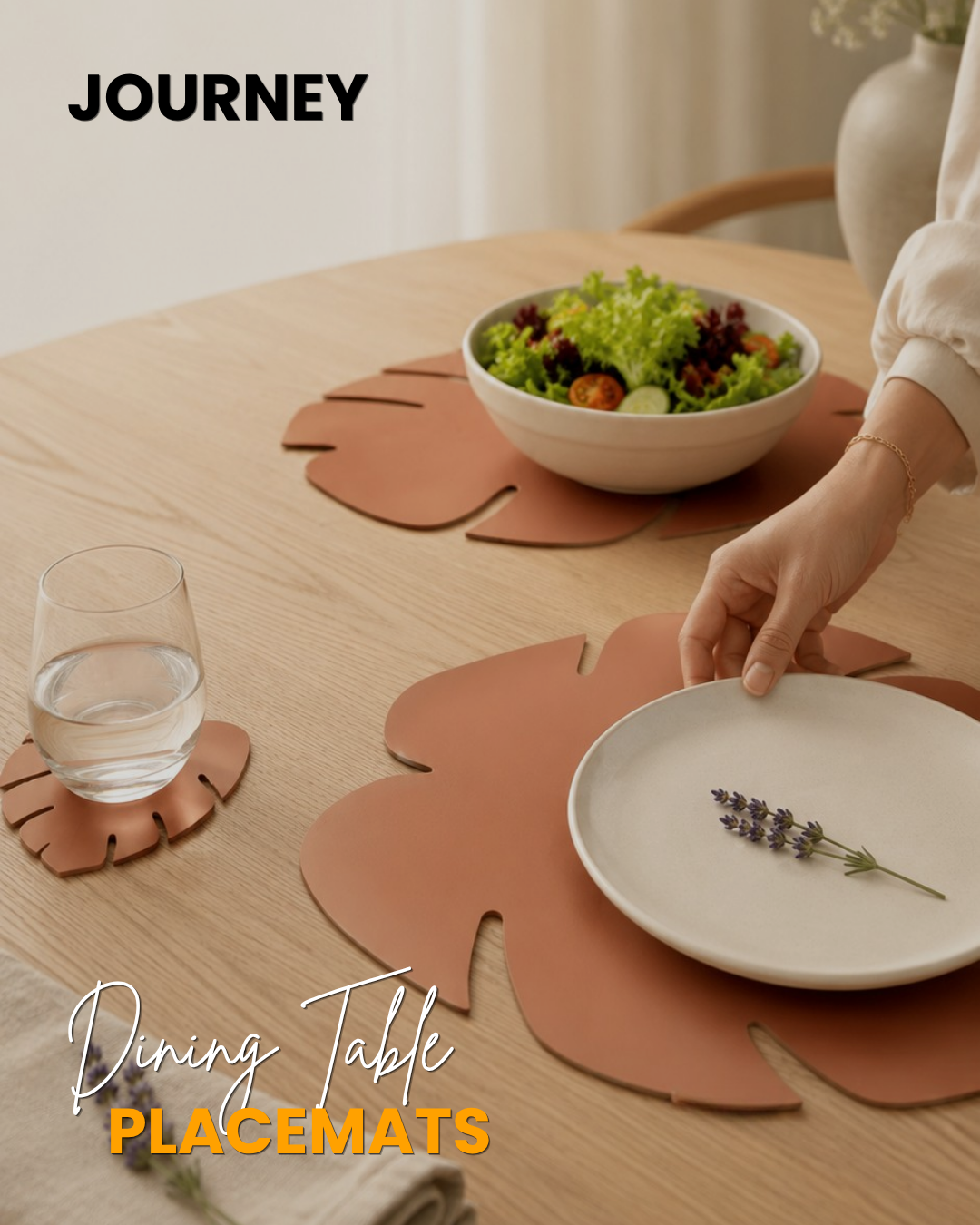 Black | Monstera Leaf Placemat | Faux Leather