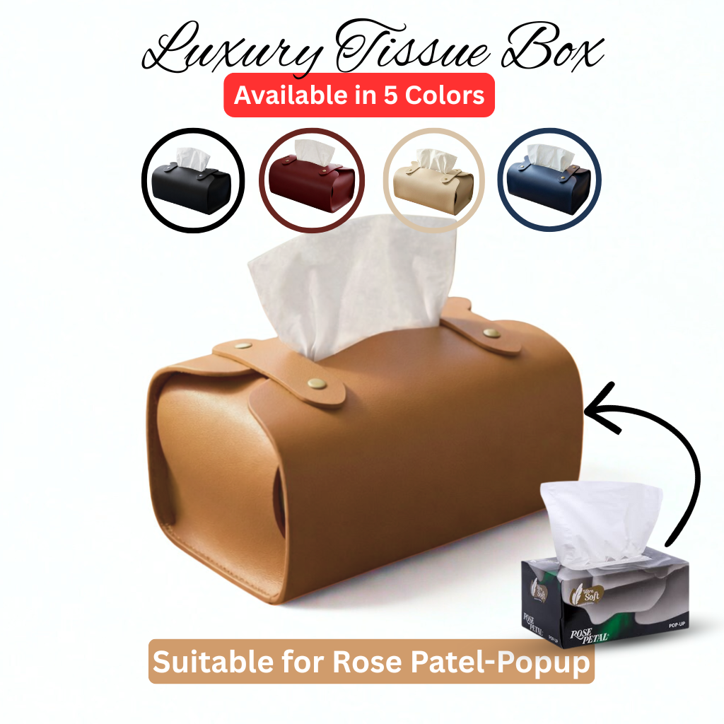 Tissue Box Cover – Pack of 2 | Black & Brown | PU Leather