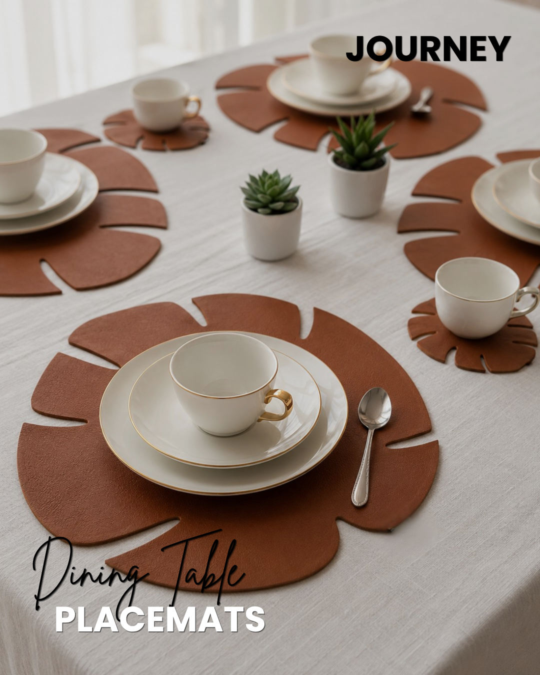 Maroon | Monstera Leaf Placemat | Faux Leather
