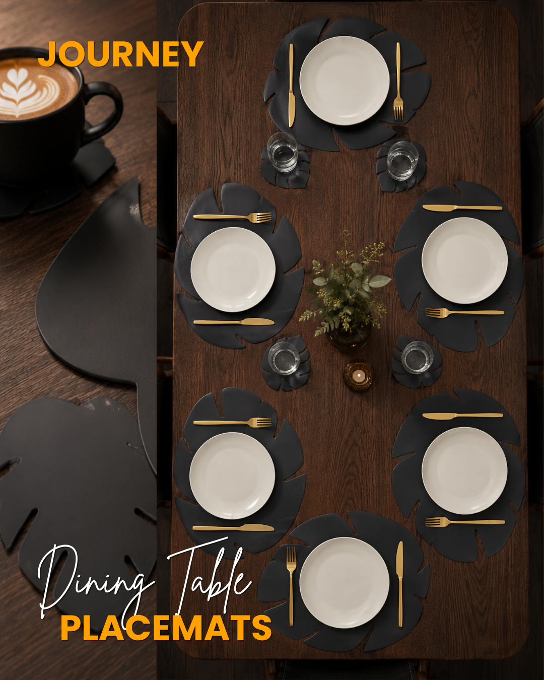 Maroon | Monstera Leaf Placemat | Faux Leather
