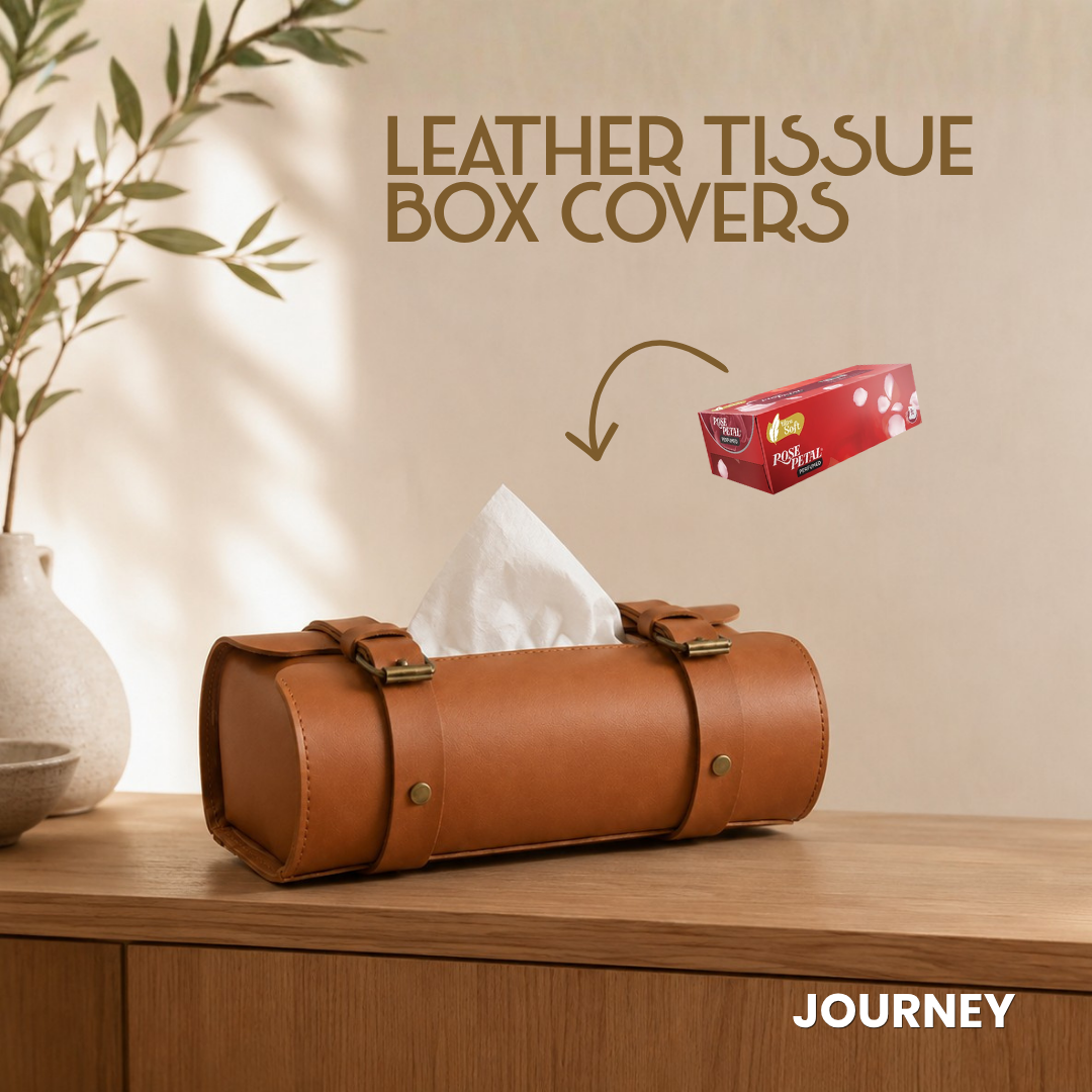 Classic Tissue Box Cover | Tan Brown| PU Leather