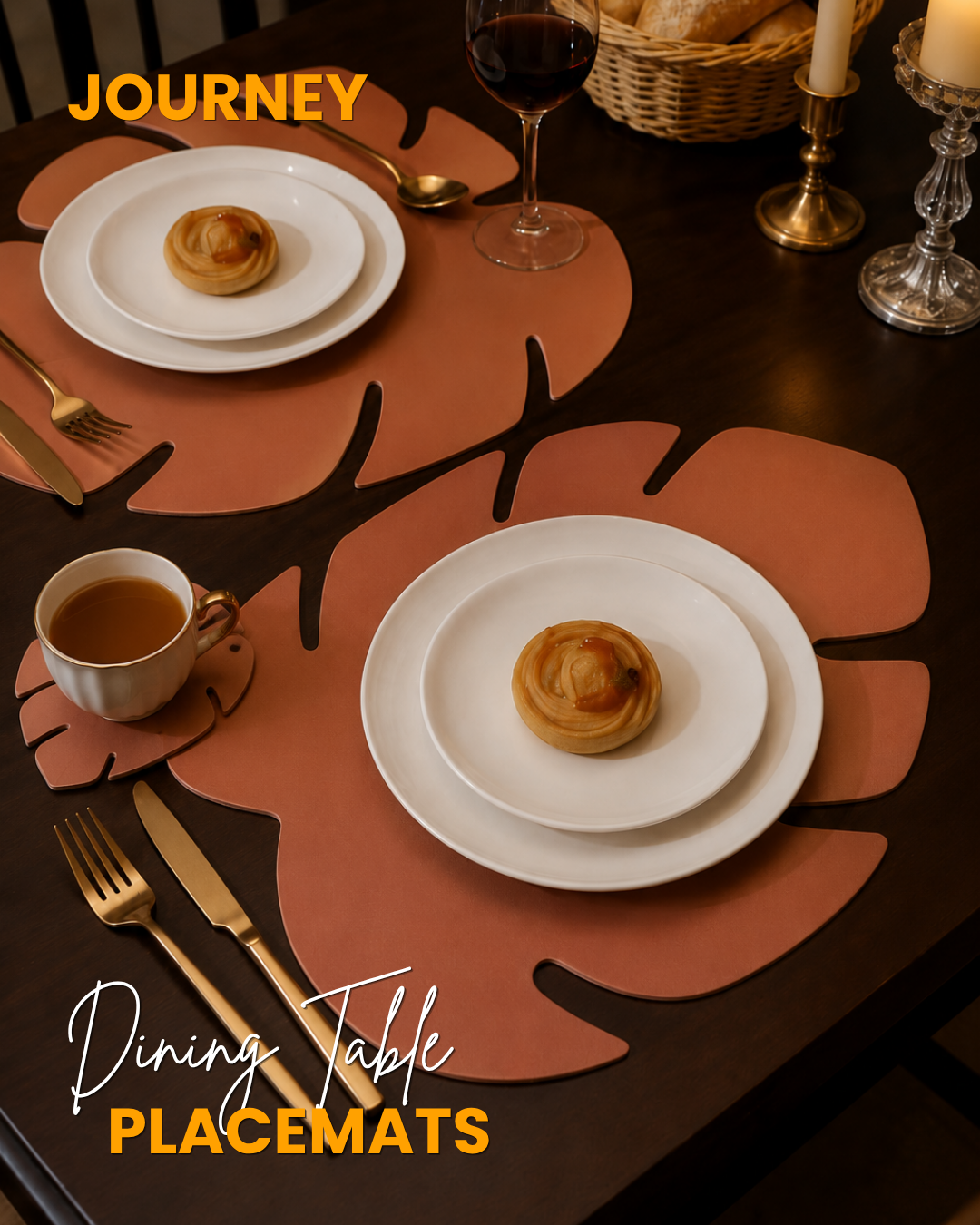 Maroon | Monstera Leaf Placemat | Faux Leather