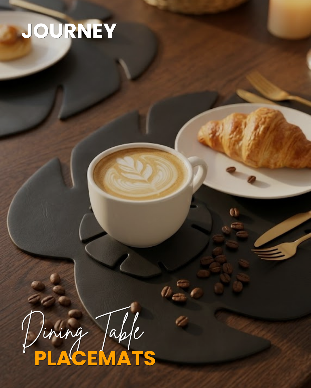 Brown | Monstera Leaf Placemat | Faux Leather