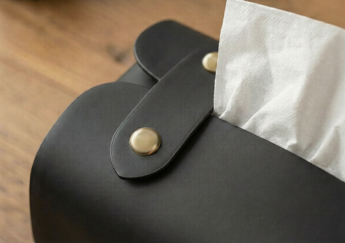 Tissue Box Cover – Pack of 2 | Black & Brown | PU Leather