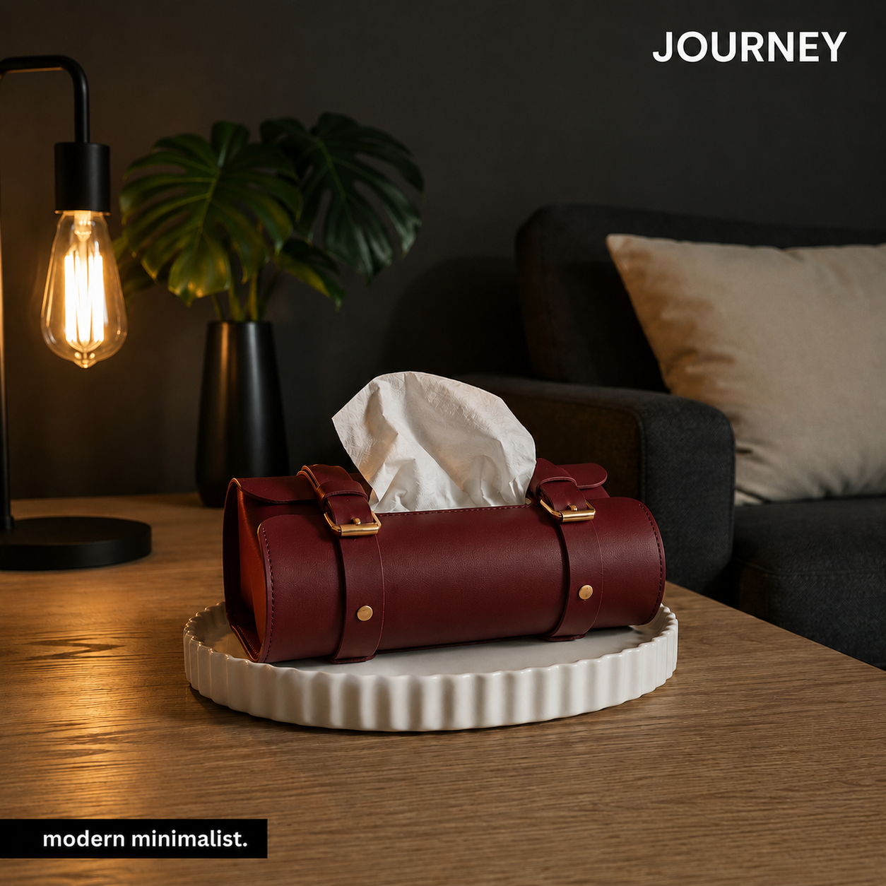 Classic Tissue Box Cover | Maroon | PU Leather