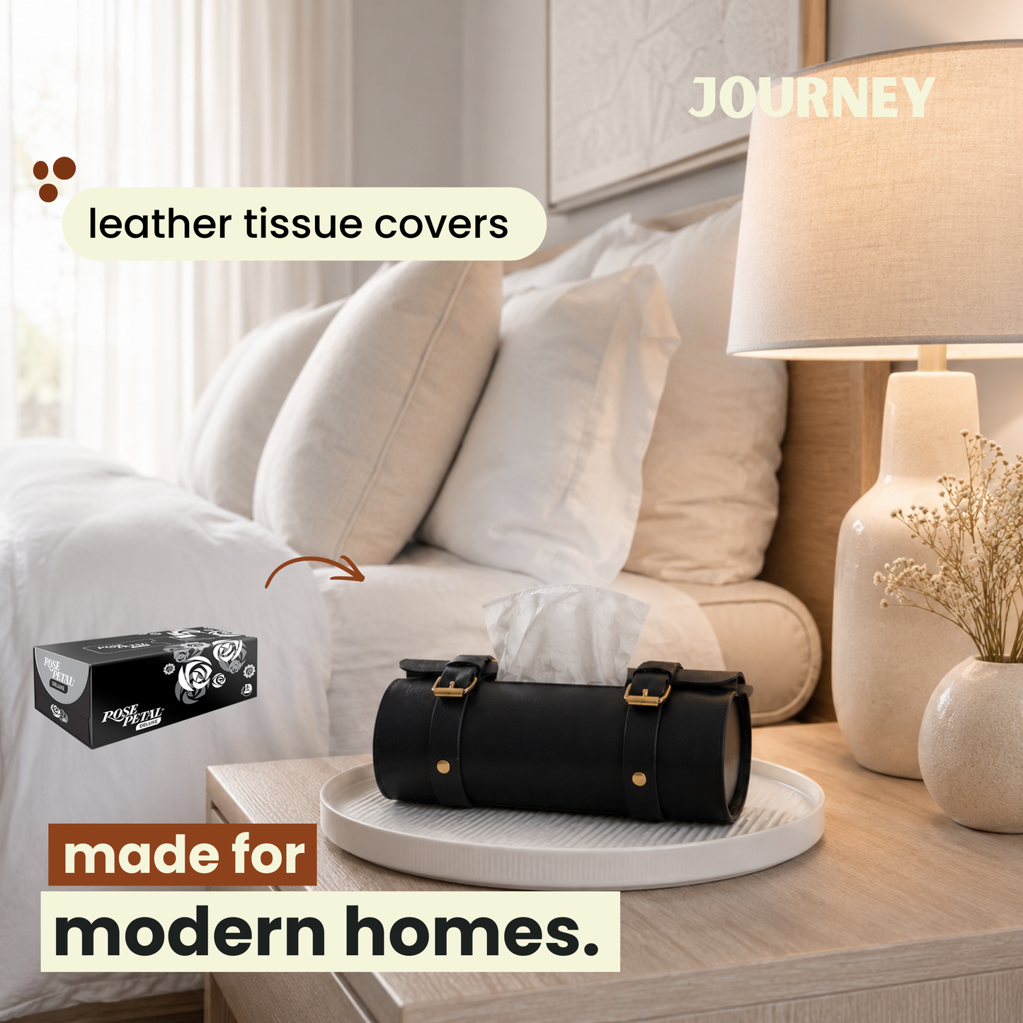 Classic Tissue Box Cover | PU Leather |Black |