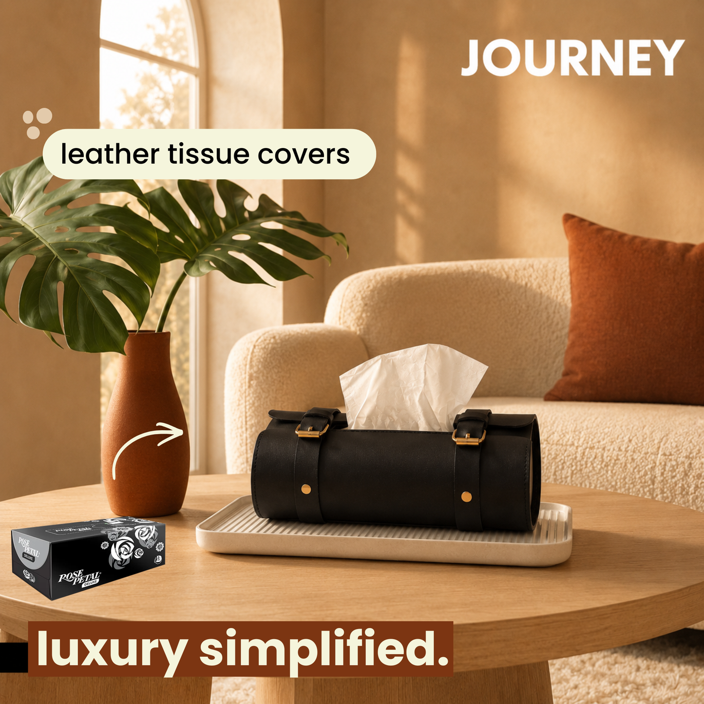 Classic Tissue Box Cover | PU Leather |Black |