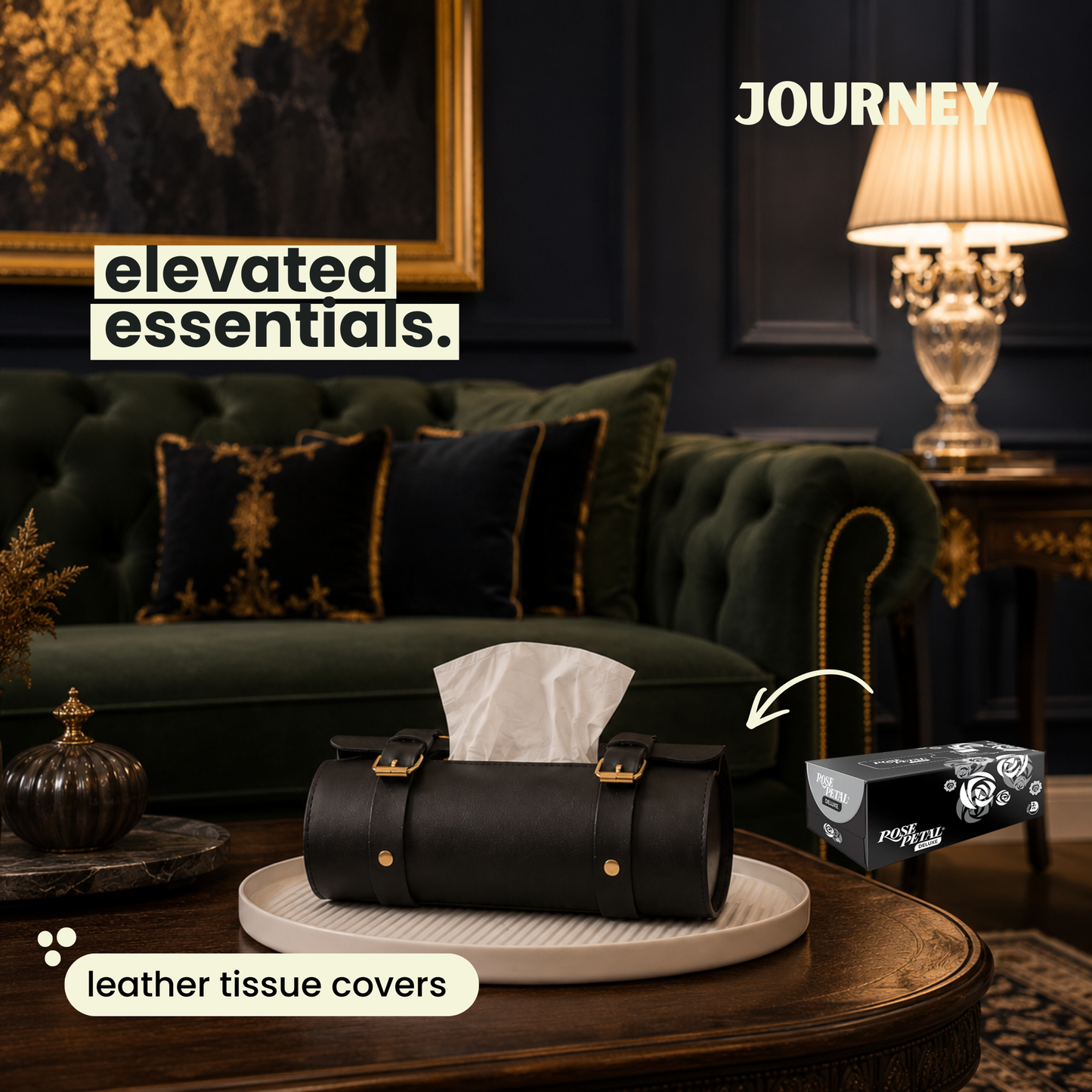 Classic Tissue Box Cover | PU Leather |Black |