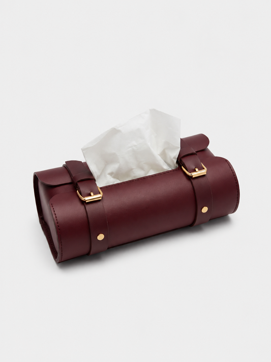 Classic Tissue Box Cover | Maroon | PU Leather