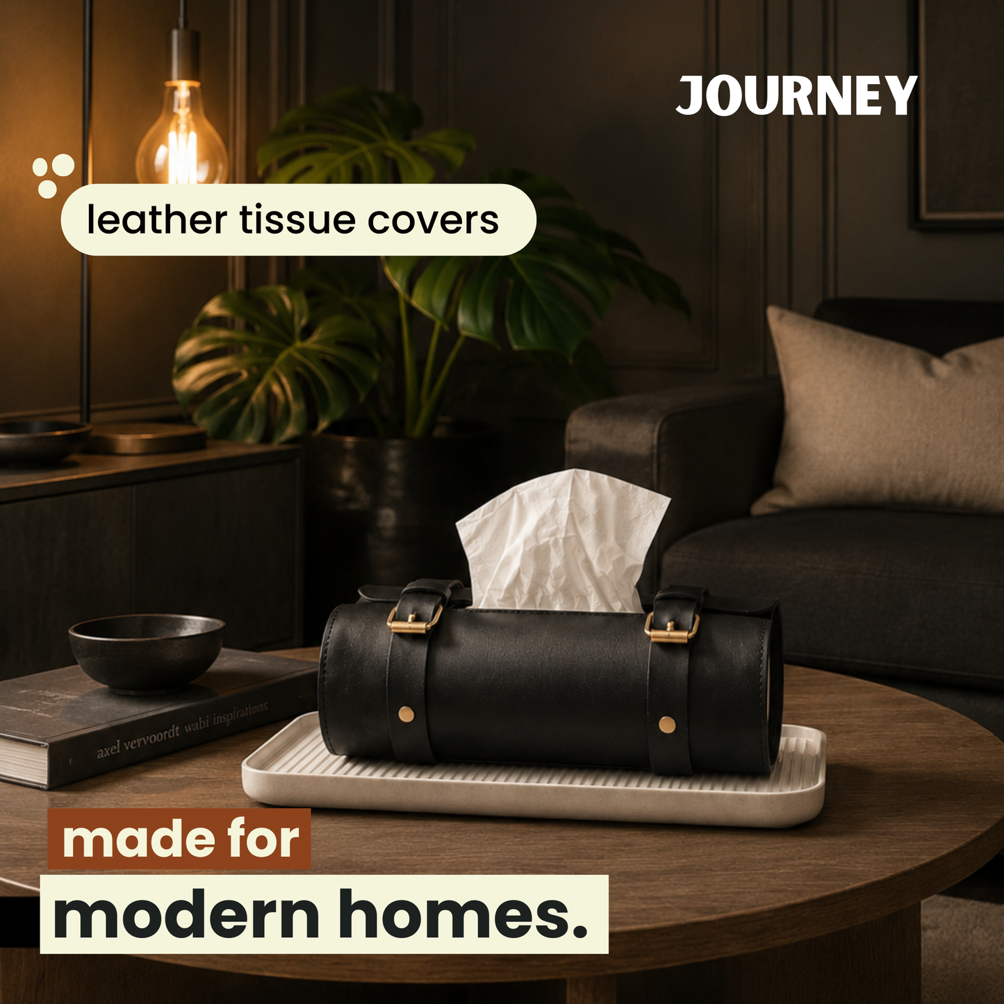 Classic Tissue Box Cover | PU Leather |Black |