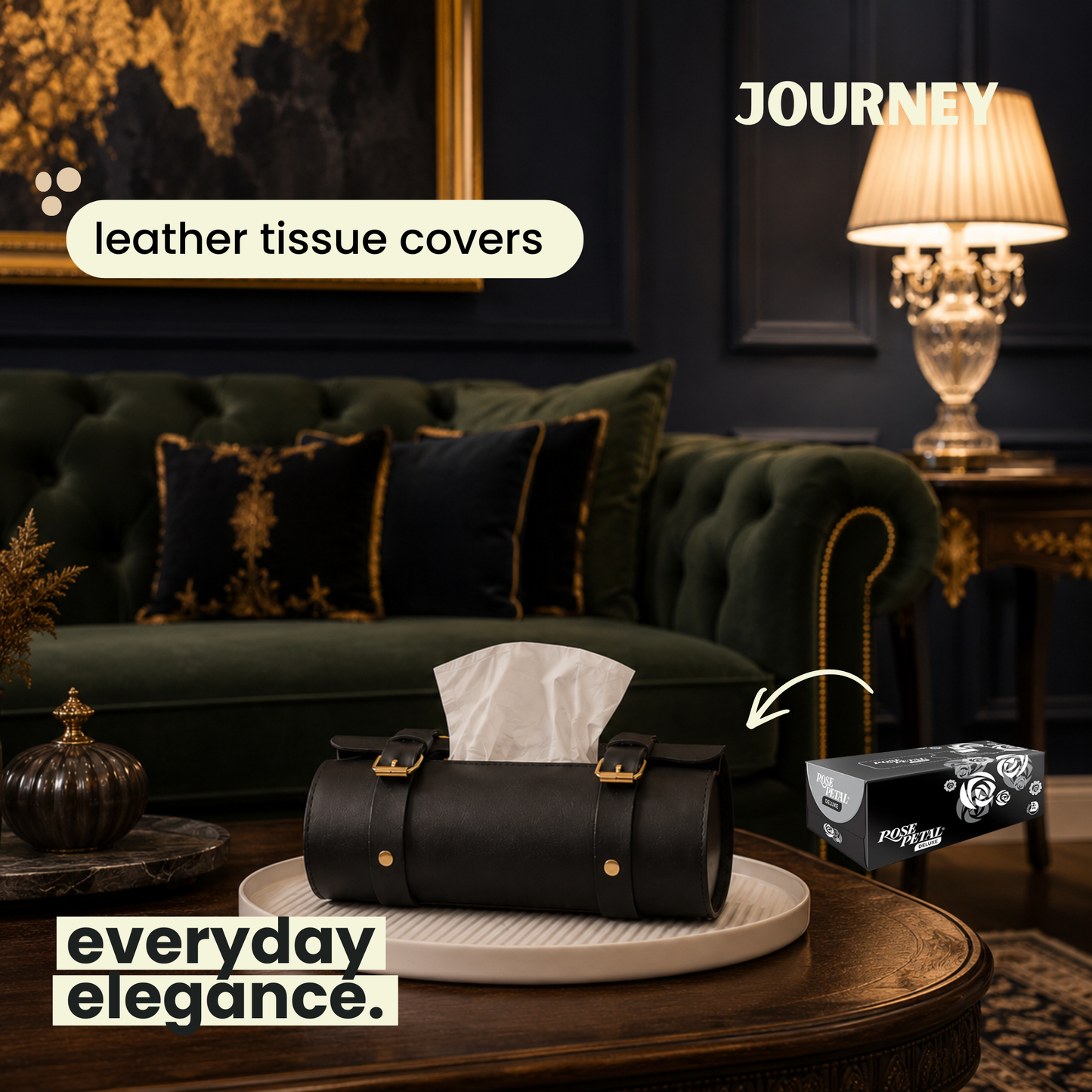 Classic Tissue Box Cover | PU Leather |Black |