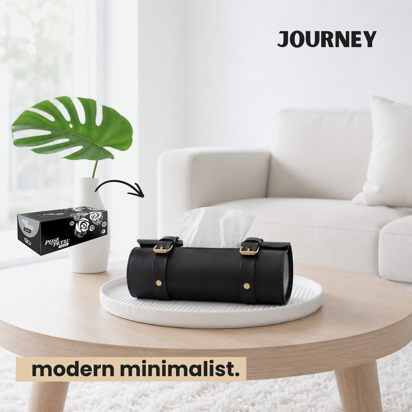 Classic Tissue Box Cover | PU Leather |Black |
