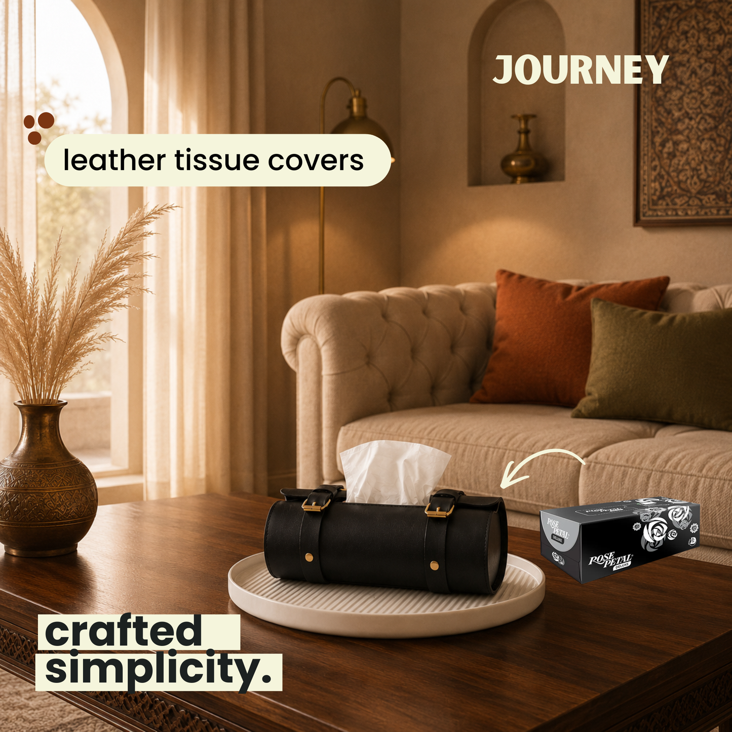 Classic Tissue Box Cover | PU Leather |Black |