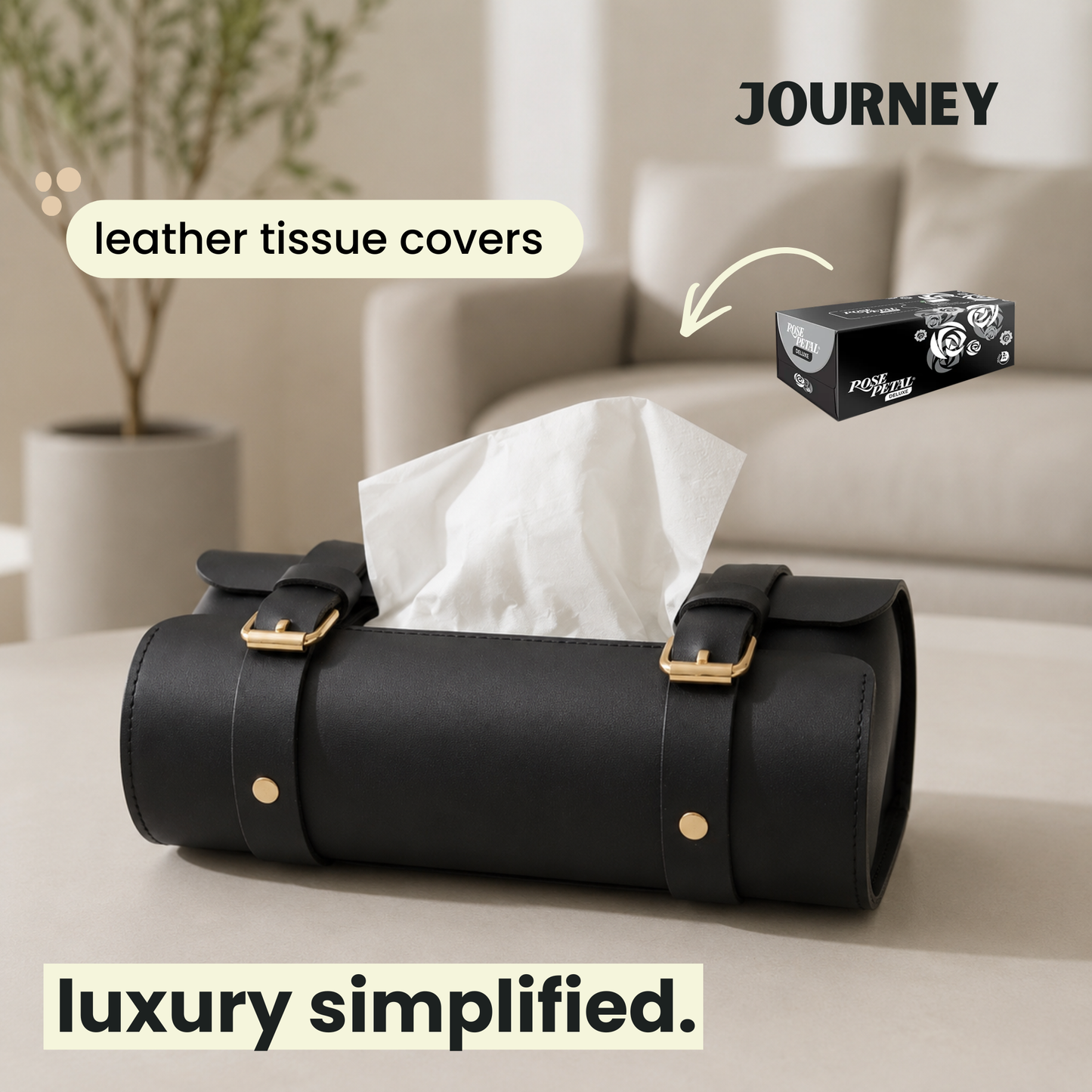 Classic Tissue Box Cover | PU Leather |Black |