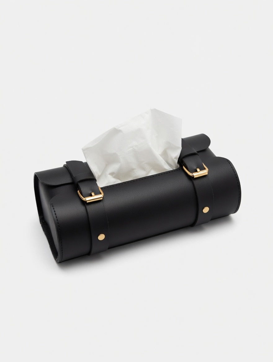 Classic Tissue Box Cover | PU Leather |Black |