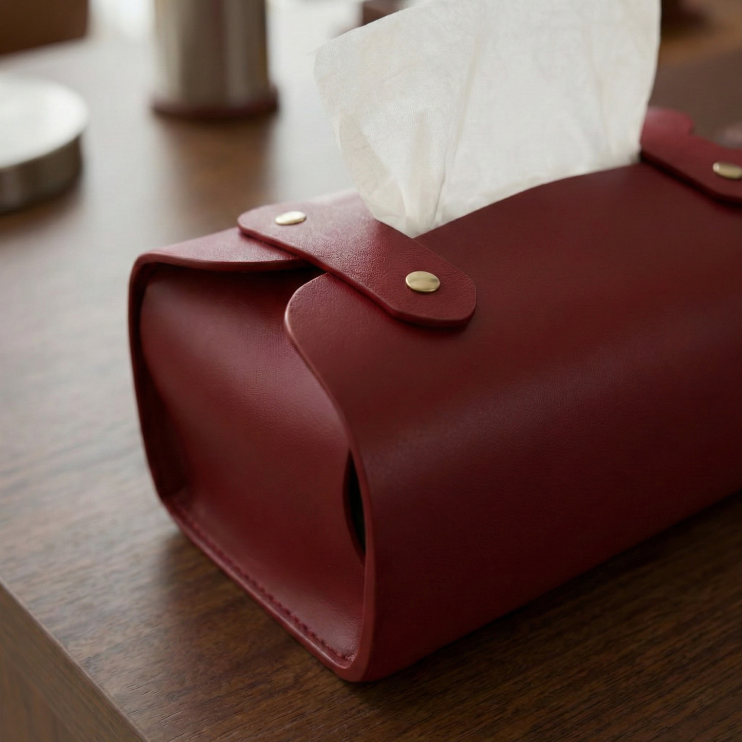 Tissue Box Cover – Pack of 2 | Maroon & Navy Blue | PU Leather